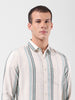 Men's Green Slim Fit Striped Casual Shirt
