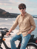 Men's Khaki Slim Fit Checkered Casual Shirt
