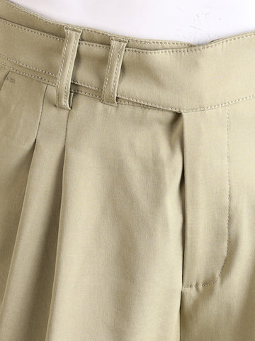Men's Green Relaxed Fit Solid Casual Trousers