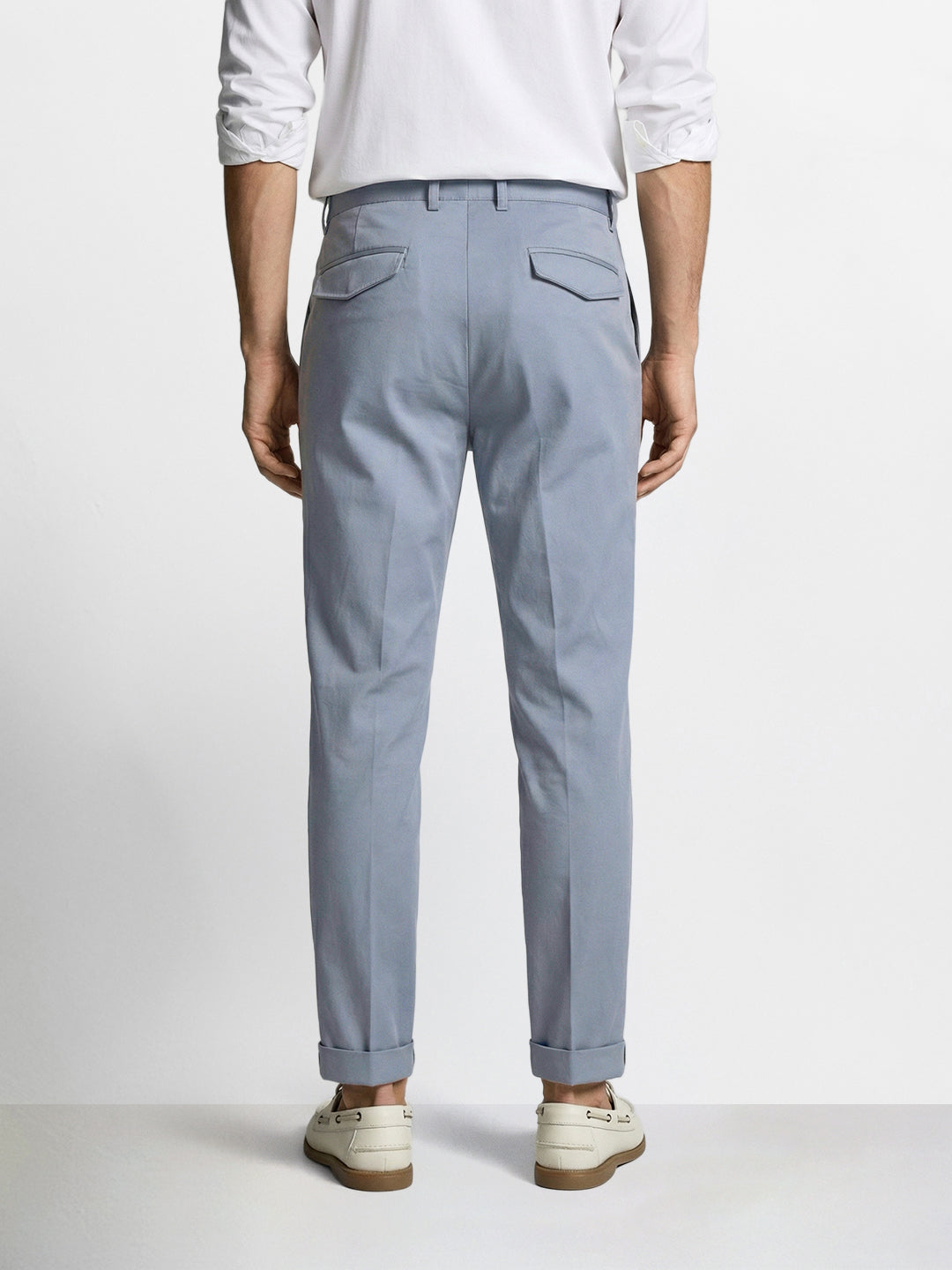 Men's Blue Relaxed Fit Solid Casual Trousers