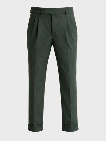 Men's Green Relaxed Fit Solid Casual Trousers