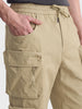 Men's Beige Wide Leg Fit Solid Utility Cargo