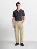 Men's Beige Wide Leg Fit Solid Utility Cargo