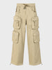 Men's Beige Wide Leg Fit Solid Utility Cargo