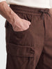 Men's Brown Wide Leg Fit Solid Utility Cargo