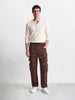 Men's Brown Wide Leg Fit Solid Utility Cargo