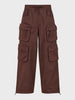 Men's Brown Wide Leg Fit Solid Utility Cargo