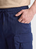Men's Blue Wide Leg Fit Solid Utility Cargo