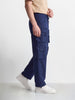 Men's Blue Wide Leg Fit Solid Utility Cargo