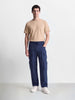 Men's Blue Wide Leg Fit Solid Utility Cargo