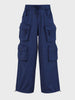 Men's Blue Wide Leg Fit Solid Utility Cargo