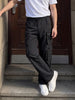 Men's Black Wide Leg Fit Solid Utility Cargo