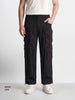 Men's Black Wide Leg Fit Solid Utility Cargo
