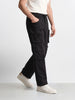 Men's Black Wide Leg Fit Solid Utility Cargo