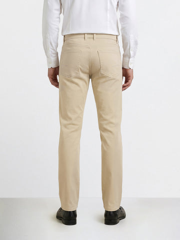 Men's Beige Regular Fit Solid Casual Chinos