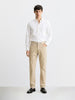 Men's Beige Regular Fit Solid Casual Chinos