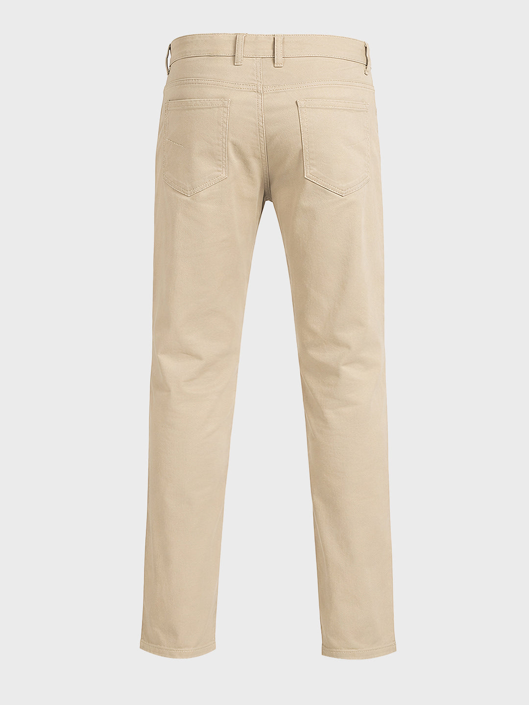 Men's Beige Regular Fit Solid Casual Chinos