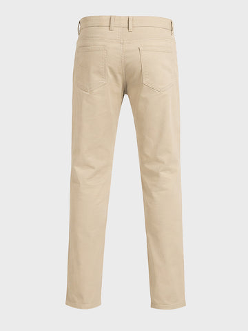 Men's Beige Regular Fit Solid Casual Chinos