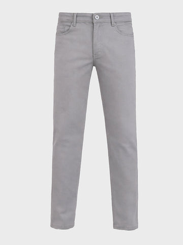 Men's Grey Regular Fit Solid Casual Chinos