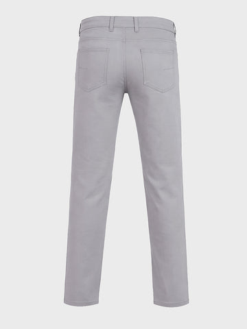 Men's Grey Regular Fit Solid Casual Chinos