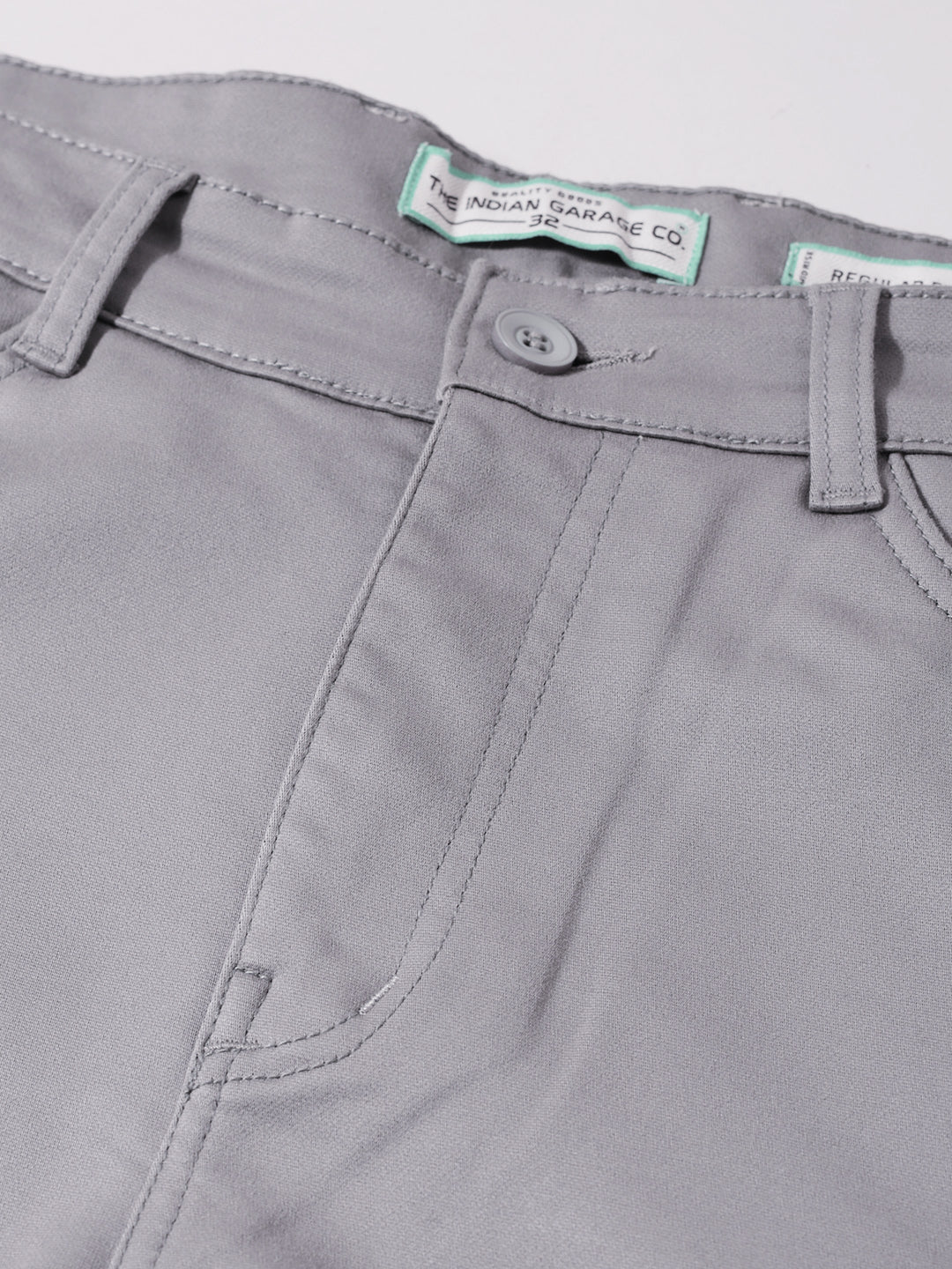 Men's Grey Regular Fit Solid Casual Chinos