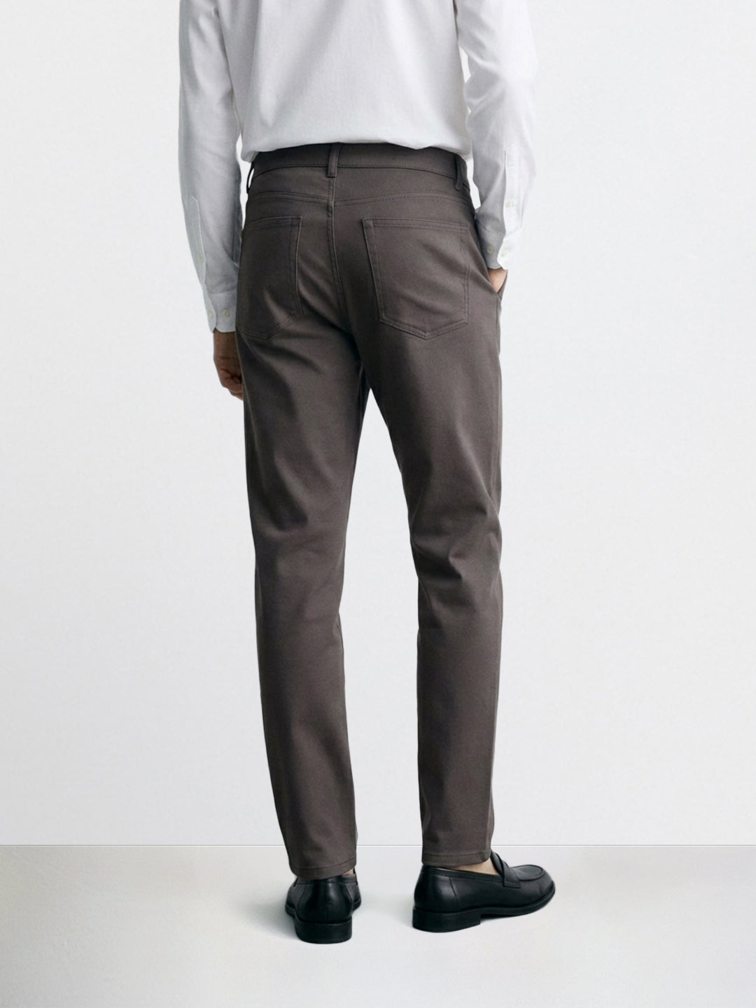 Men's Grey Regular Fit Solid Casual Chinos