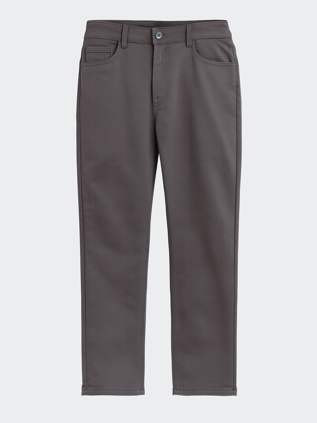 Men's Grey Regular Fit Solid Casual Chinos