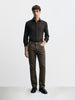 Men's Brown Regular Fit Solid Casual Chinos