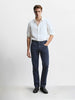 Men's Blue Regular Fit Solid Casual Chinos