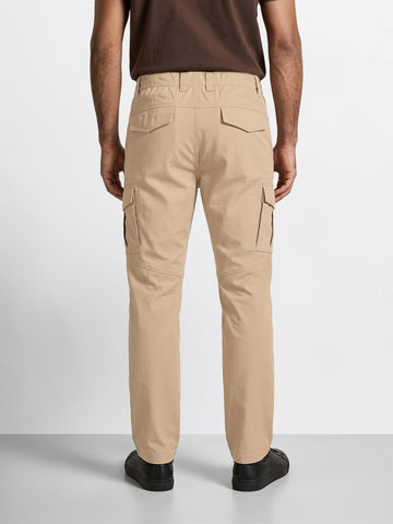 Men's Khaki Relaxed Fit Solid Casual Cargo