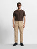 Men's Khaki Relaxed Fit Solid Casual Cargo