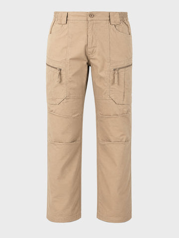 Men's Khaki Relaxed Fit Solid Casual Cargo