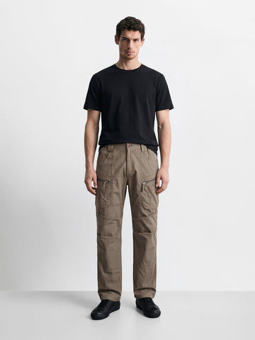 Men's Grey Regular Fit Solid Casual Cargo
