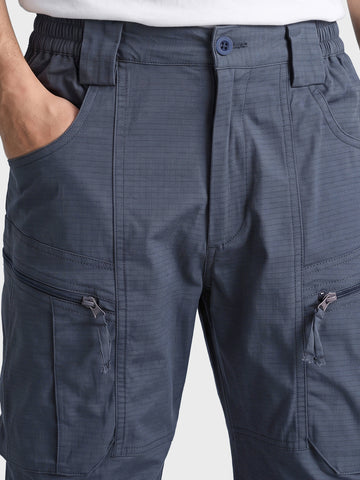 Men's Grey Regular Fit Solid Casual Cargo