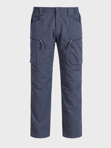 Men's Grey Regular Fit Solid Casual Cargo