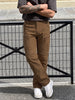 Men's Brown Regular Fit Solid Casual Cargo