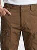 Men's Brown Regular Fit Solid Casual Cargo