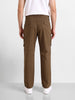 Men's Brown Regular Fit Solid Casual Cargo