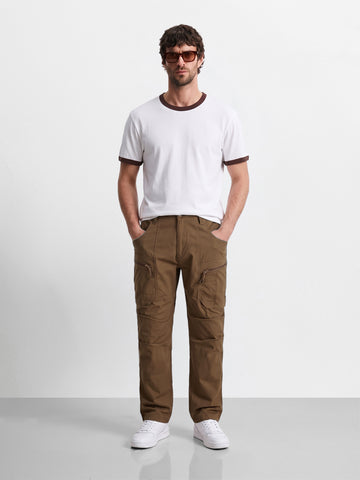 Men's Brown Regular Fit Solid Casual Cargo