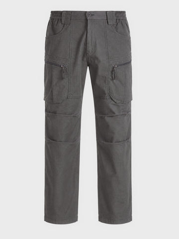Men's Grey Regular Fit Solid Casual Cargo