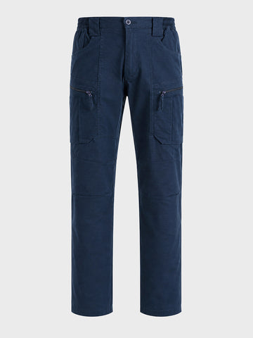 Men's Navy Blue Regular Fit Solid Casual Cargo