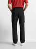 Men's Black Regular Fit Solid Casual Cargo