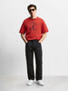 Men's Black Regular Fit Solid Casual Cargo