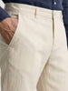Men's Cream Slim Fit Solid Casual Chinos