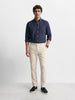 Men's Cream Slim Fit Solid Casual Chinos