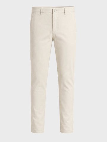 Men's Cream Slim Fit Solid Casual Chinos