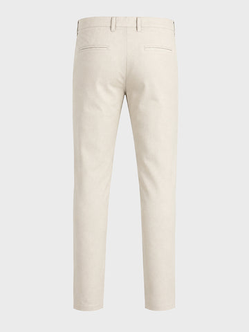 Men's Cream Slim Fit Solid Casual Chinos