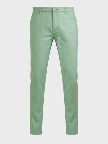 Men's Green Slim Fit Solid Casual Chinos