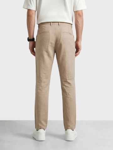 Men's Beige Slim Fit Solid Casual Chinos