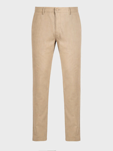 Men's Beige Slim Fit Solid Casual Chinos